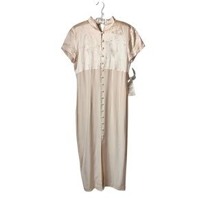 Vintage Wild Rose Cream elegant satin maxi dress 10 wedding guest‎ bridal NWT